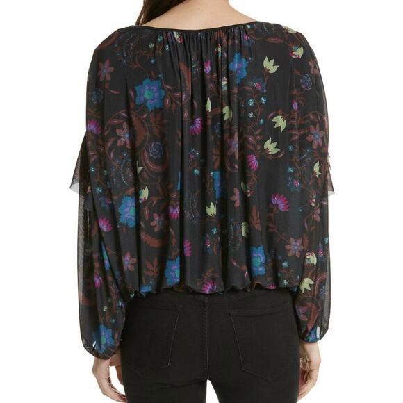 FREE PEOPLE BLOUSON WILDFLOWER HONEY SZ XS RUCHING RUFFLING SLEEVES AESTHETIC - Picture 3 of 16